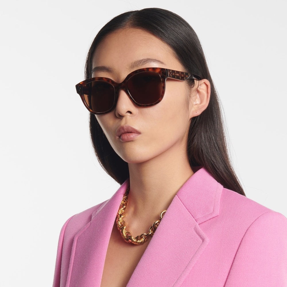 CELINE Square S167 Triomphe Logo Sunglasses in Dark Havana CL40167I - Picture 3 of 4